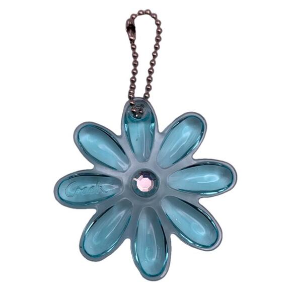 COACH Blue Poppy Flower HangTag Bag Charm Fob - Picture 1 of 3